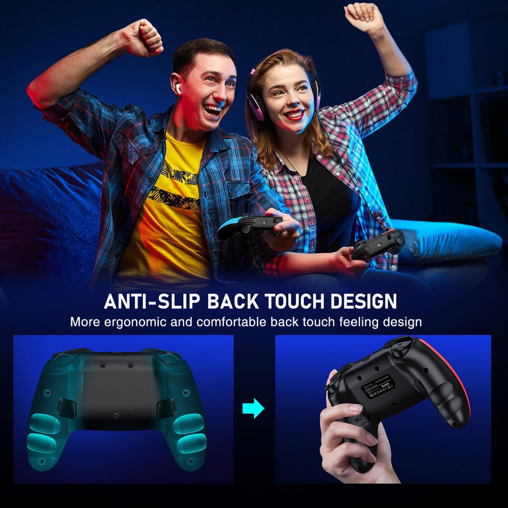 Switch Controller 2-Pack, Wireless Pro Controller for Switch2/Switch/Lite/OLED, Bluetooth Gamepad with Programmable Back Buttons, Turbo, Vibration, Gyro, Compatible with iOS/Android/PC, Includes 2 Stands - Flex Gamingproduct_type