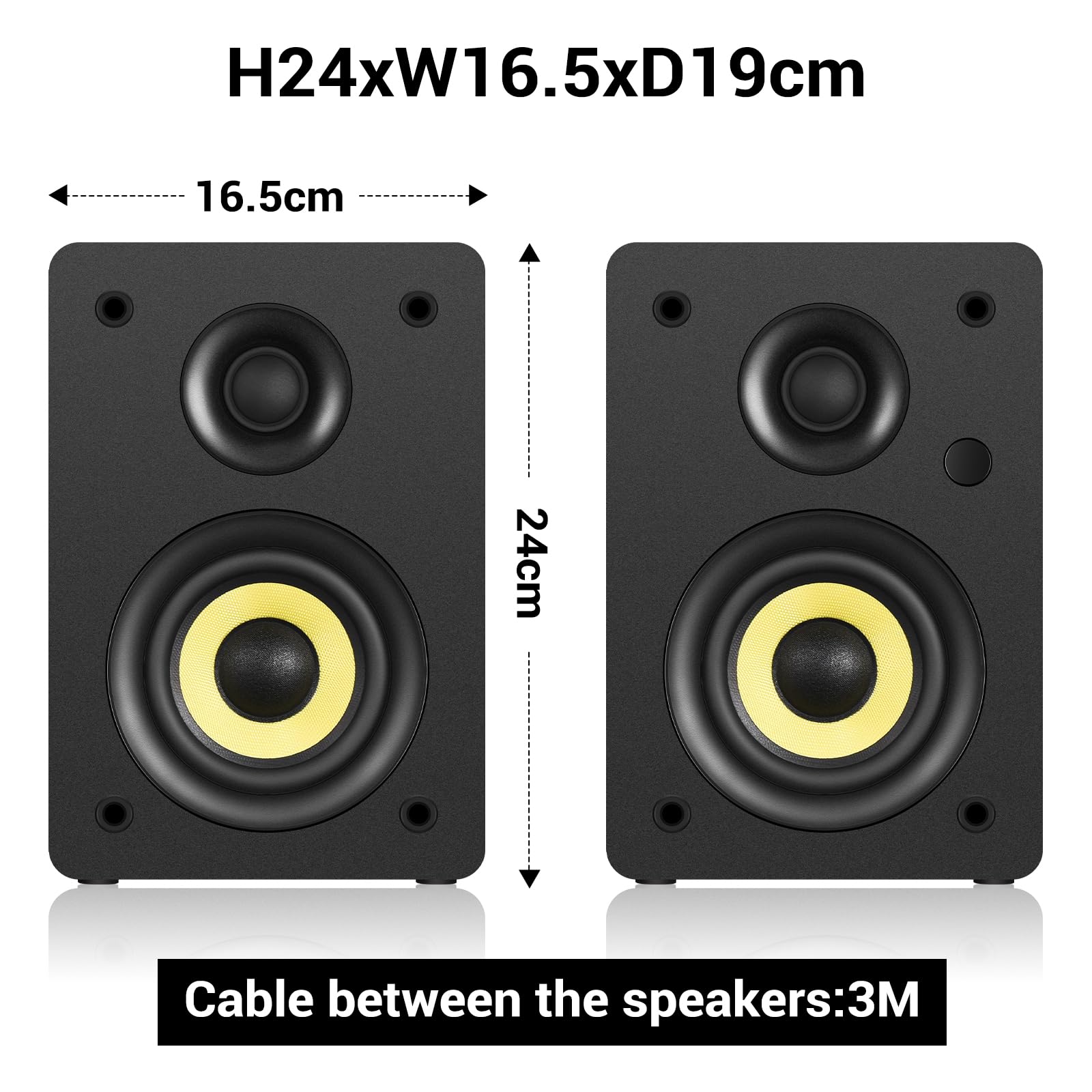Sanyun SW208 3" Active Bluetooth 5.0 Bookshelf Speakers – 60W Carbon Fiber Speaker Unit - Built-in 24bit DAC - Dynamic 3D Surround Sound – 2.0 Computer PC Monitor Gaming Speakers (Pair, Black) - Flex Gamingproduct_type