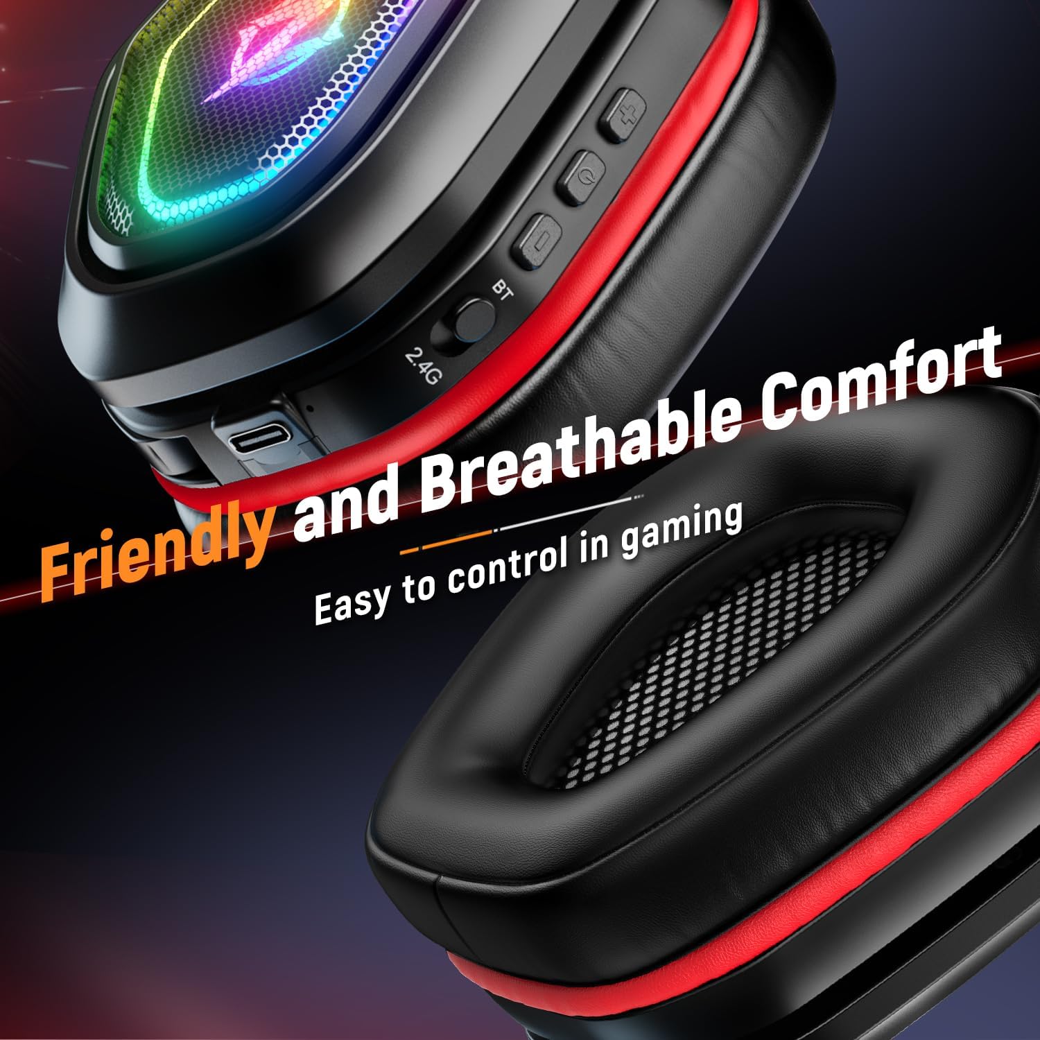Ozeino 2.4GHz Wireless Gaming Headset for PC, Ps5, Ps4 - Lossless Audio USB & Type-C Ultra Stable Gaming Headphones with Flip Microphone, 40-Hr Battery Gamer Headset for Switch, Laptop, Mobile, Mac - Flex Gamingproduct_type