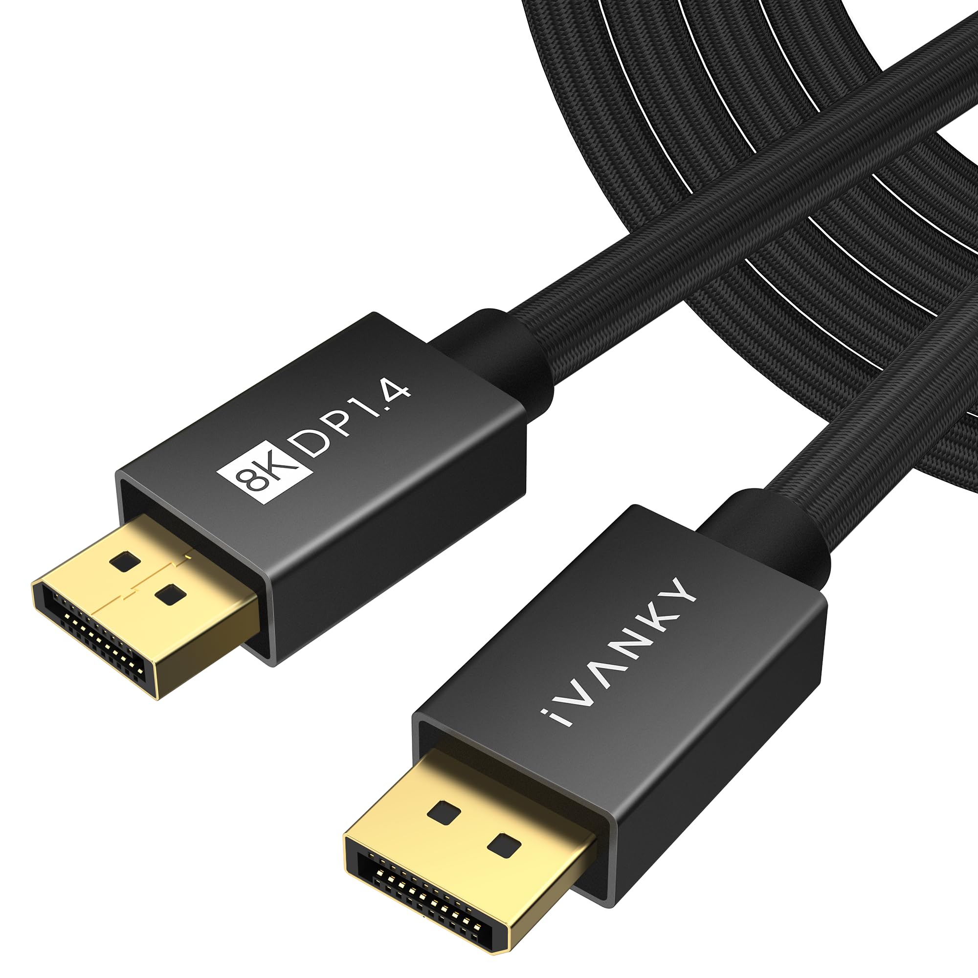 IVANKY 8K DisplayPort Cable 1.4, VESA Certified DP Cable 6.6ft (8K@60Hz, 4K@240Hz, 2K@240Hz)HBR3 Support 32.4Gbps, HDR, HDCP 2.2, FreeSync G-Sync, Braided Display Port for Gaming Monitor, Graphics, PC - Flex Gamingproduct_type