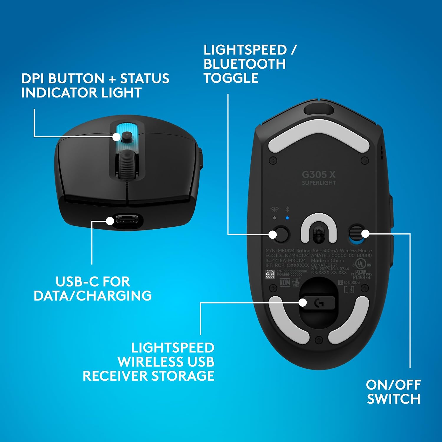 Logitech G305 Lightspeed Wireless Gaming Mouse, Hero Sensor, 12,000 DPI, Lightweight, 6 Programmable Buttons, 250h Battery, On-Board Memory, Compatible with PC, Mac - Black - Flex Gamingproduct_type