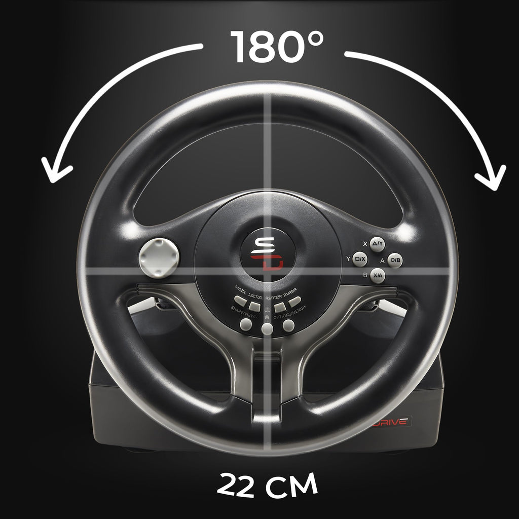 SUBSONIC - Superdrive SV250 Racing Wheel Switch 2/Switch PS4 PC Xbox Series | Steering Wheel with Pedals and Paddles - Vibration - 3 Sensitivity Modes - Diameter 22 cm, Rotation 180° - Flex Gamingproduct_type