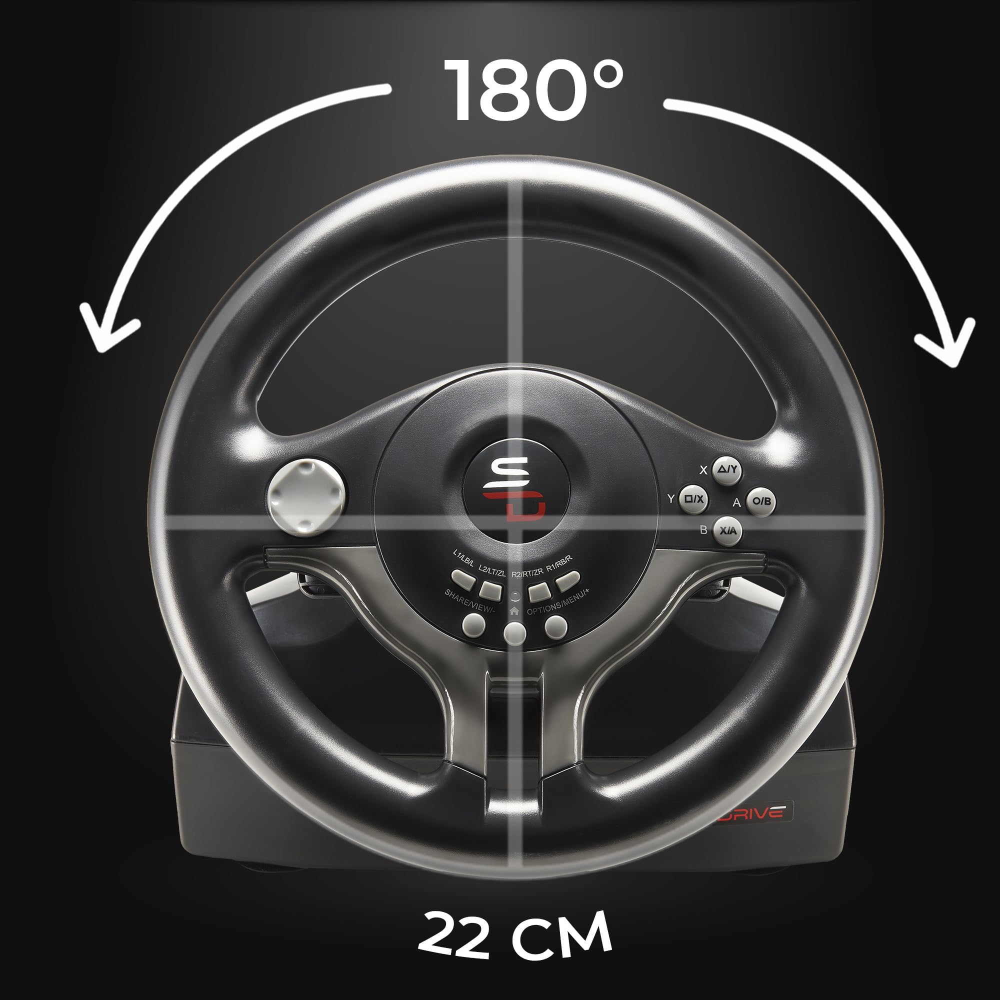 SUBSONIC - Superdrive SV250 Racing Wheel Switch 2/Switch PS4 PC Xbox Series | Steering Wheel with Pedals and Paddles - Vibration - 3 Sensitivity Modes - Diameter 22 cm, Rotation 180° - Flex Gamingproduct_type