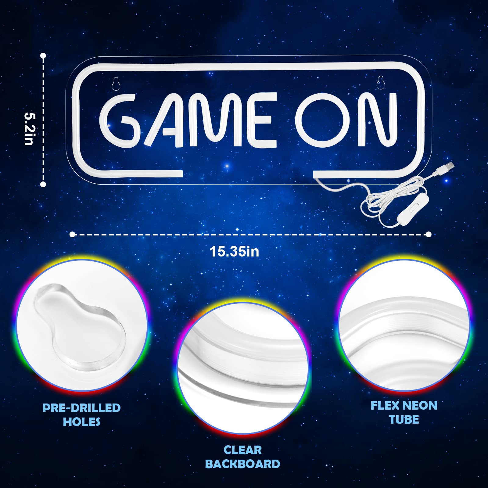 Kavaas Gamer Neon Sign, UV Printed Gaming Neon Sign for Gamer Room Decor - LED Video Game Neon Lights for Bedroom Boys, Gaming Wall decor - Best Gamer Gifts for Teenage Boys, Christmas - Flex Gamingproduct_type