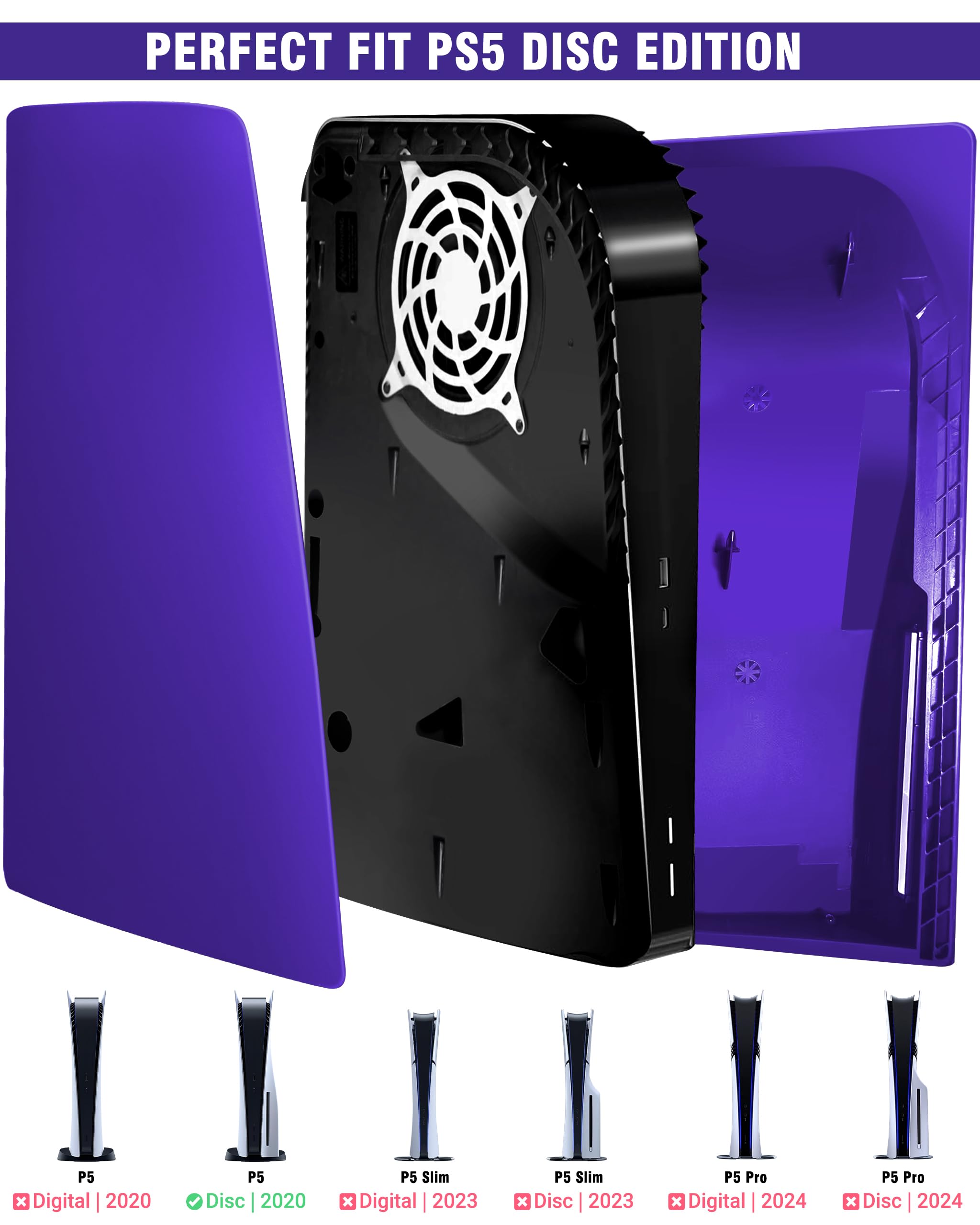 Joso Faceplate for PS5 Disc Edition, Anti-Scratch Dustproof Case Replacement, Cover Skin Compatible with PS5 Console with a Disc Drive, Plates for PS5 Accessories, Easy Installation - Black - Flex Gamingproduct_type