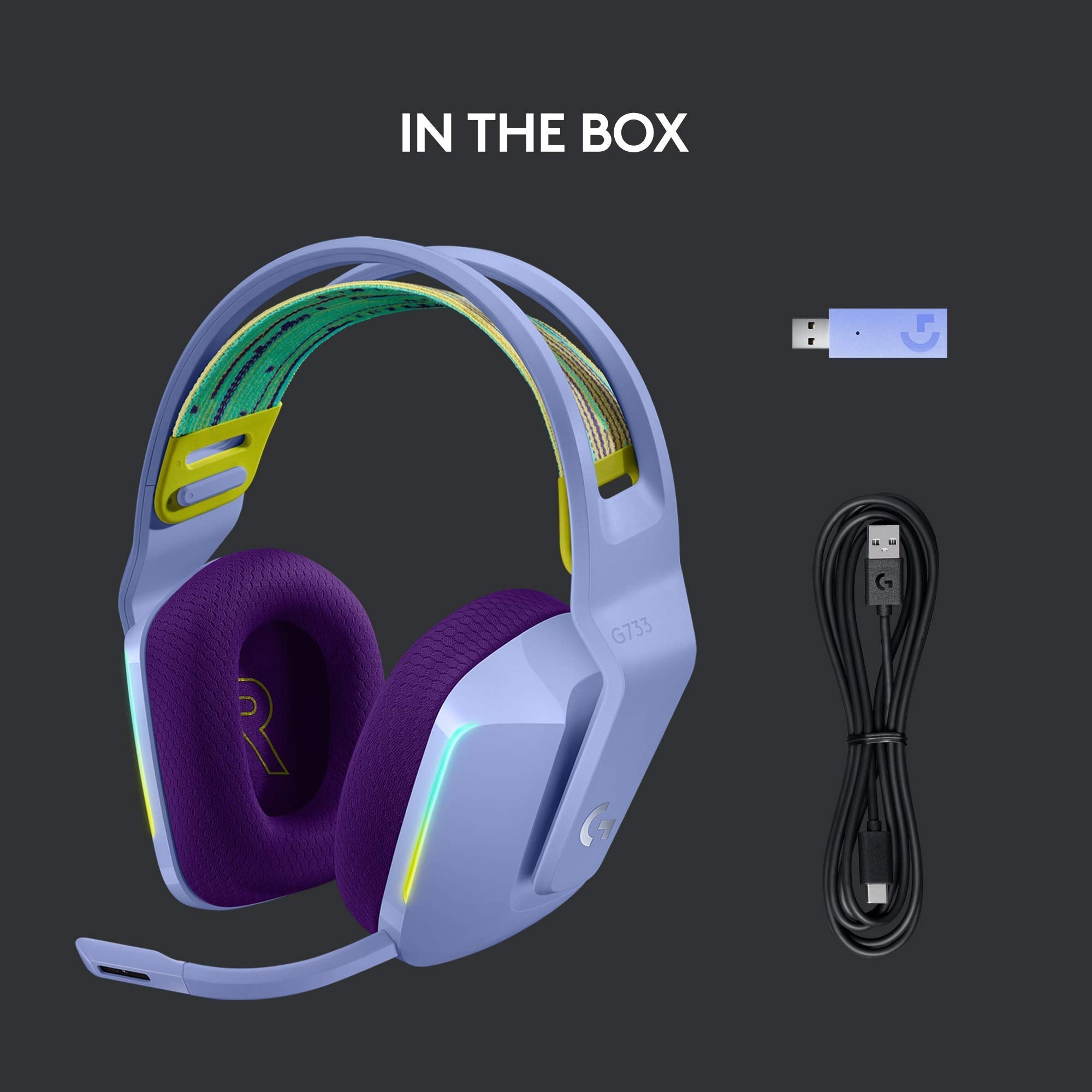 Logitech G733 Lightspeed Wireless Gaming Headset, Suspension Headband, Lightsync RGB, Blue VO!CE Mic, PRO-G Audio – Black, Gaming Headset Wireless, PC, PS5, PS4, Switch Compatible - Flex Gamingproduct_type