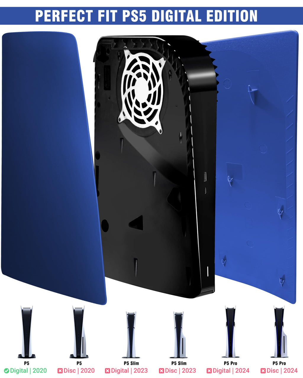 Joso Faceplate for PS5 Disc Edition, Anti-Scratch Dustproof Case Replacement, Cover Skin Compatible with PS5 Console with a Disc Drive, Plates for PS5 Accessories, Easy Installation - Black - Flex Gamingproduct_type