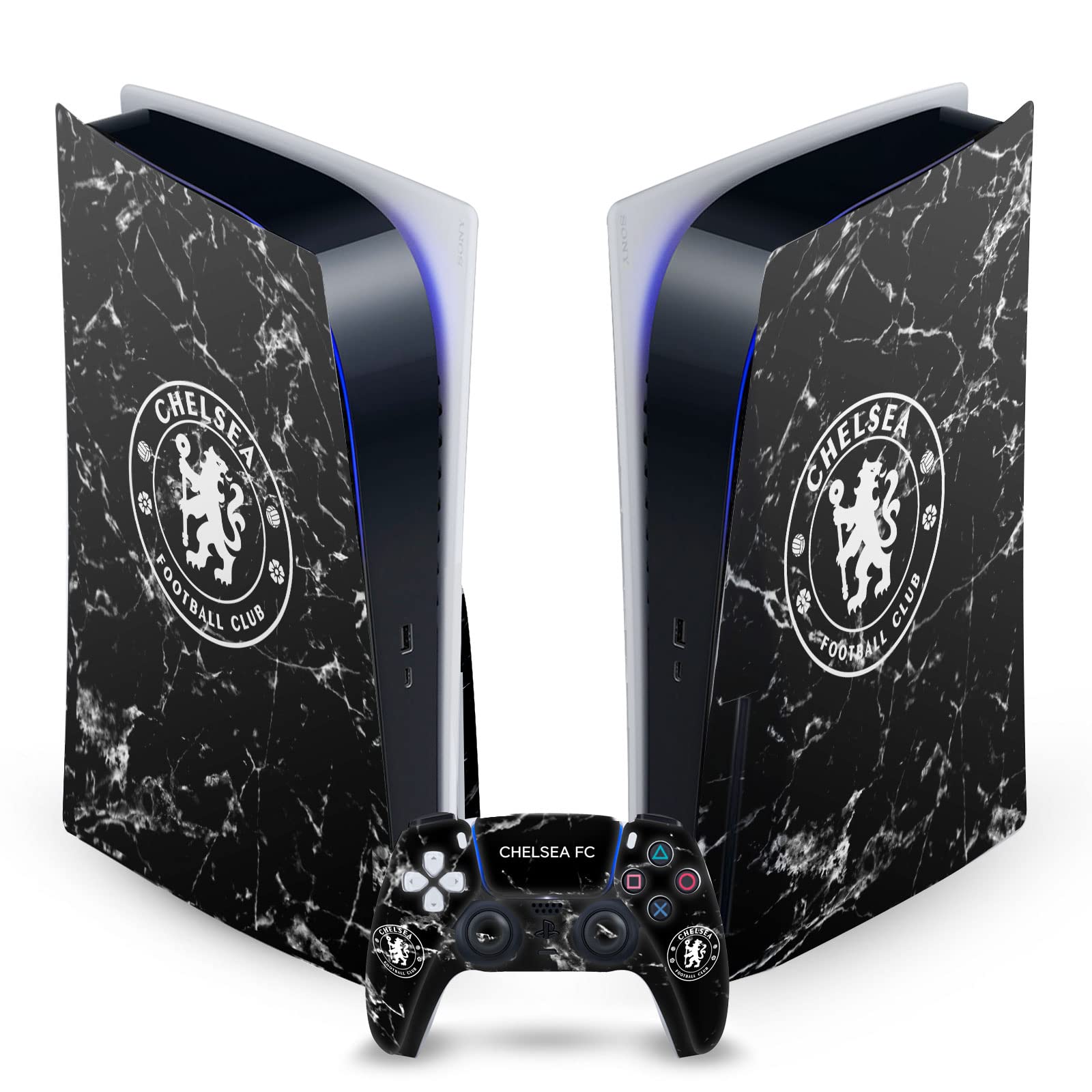 Black Marble Mixed Logo Matte Vinyl Faceplate Sticker Gaming Skin Case Cover Compatible with Sony Playstation 5 PS5 Disc Edition Console & DualSense Controller - Flex Gamingproduct_type
