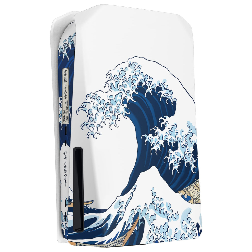 eXtremeRate eXcover The Great Wave Top Bottom Cover Compatible with ps5 Console Disc Edition, Replacement Faceplate Backplate Shell Skin Compatible with ps5 Disc Version Console - Flex Gamingproduct_type