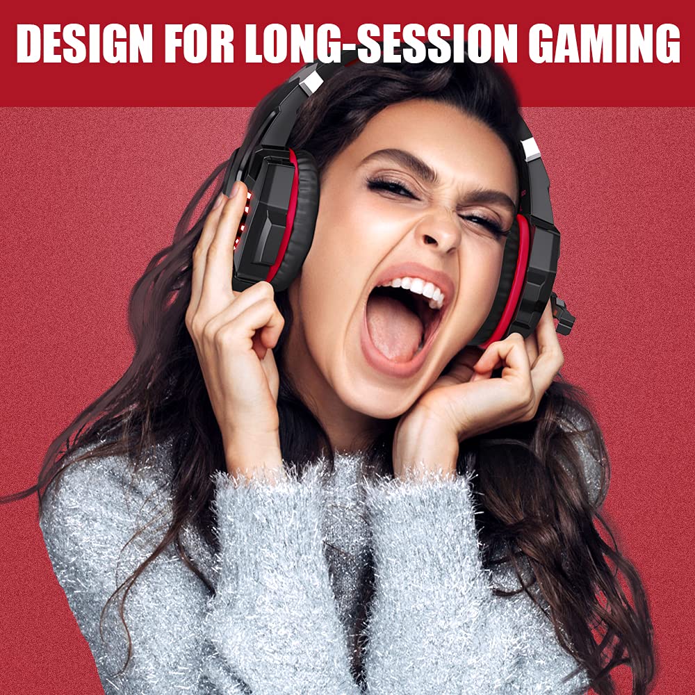 BENGOO G9000 Stereo Gaming Headset for PS4 PC Xbox One PS5 Controller, Noise Cancelling Over Ear Headphones with Mic, LED Light, 7.1 Surround Sound, Soft Memory Earmuffs for Nintendo Xbox Series X|S - Flex Gamingproduct_type