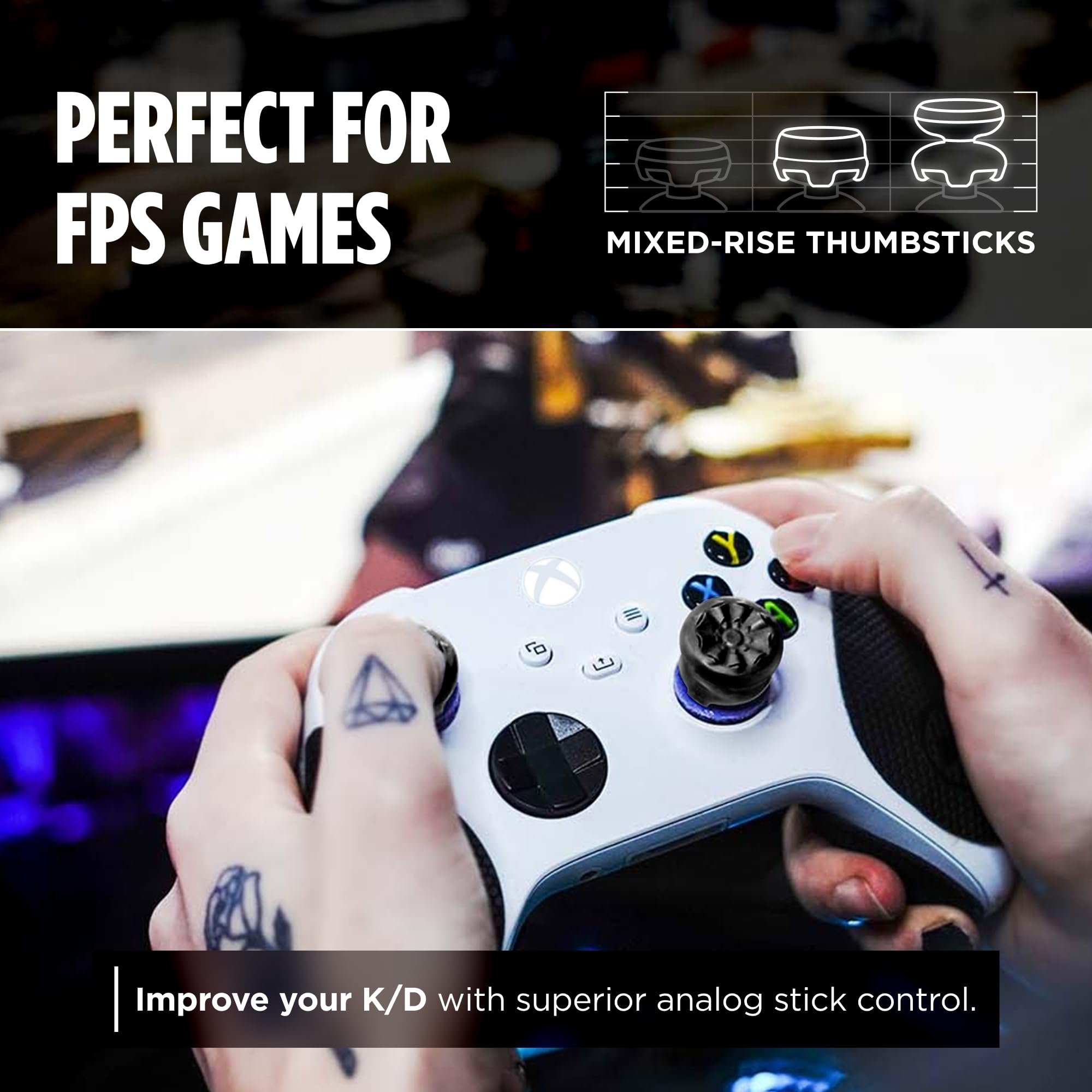KontrolFreek FPS Freek Galaxy Black for Xbox One and Xbox Series X Controller | 2 Performance Thumbsticks | 1 High-Rise, 1 Mid-Rise | Black (Limited Edition) - Flex Gamingproduct_type