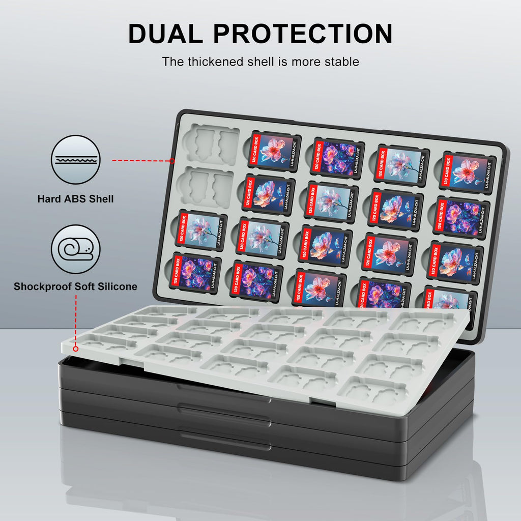 QuoLumPIA 96 Game Case - for Nintendo Switch 2/OLED/Lite Cartridge storage with 96 Game Card Slots & 160 Micro SD Card Slots, Black, Hard Shell, Silicone Lining, Magnetic snap, Travel, Gift, Party - Flex Gamingproduct_type