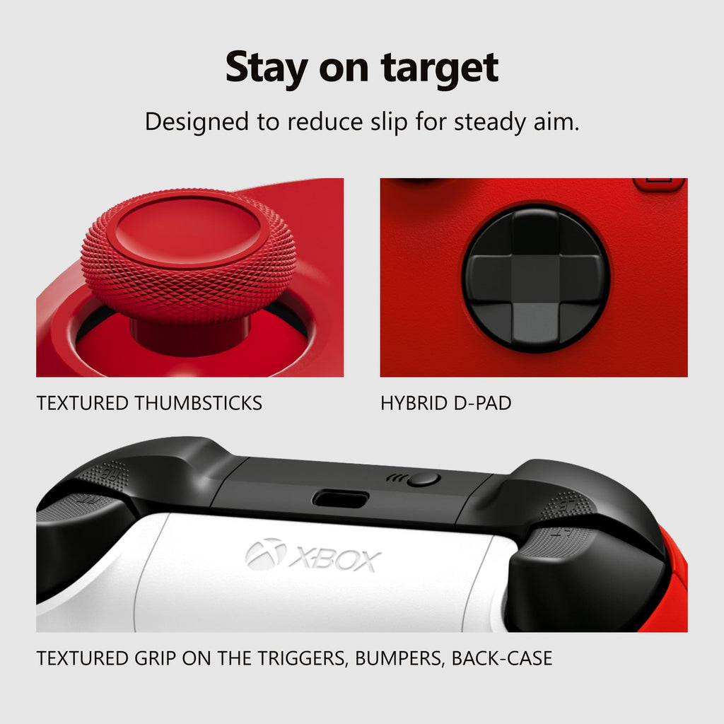 XBOX Wireless Gaming Controller | Pulse Red | Console, PC, & Cloud Devices | Textured Grip | Wireless, Bluetooth, USB-C Connectivity - Flex Gamingproduct_type