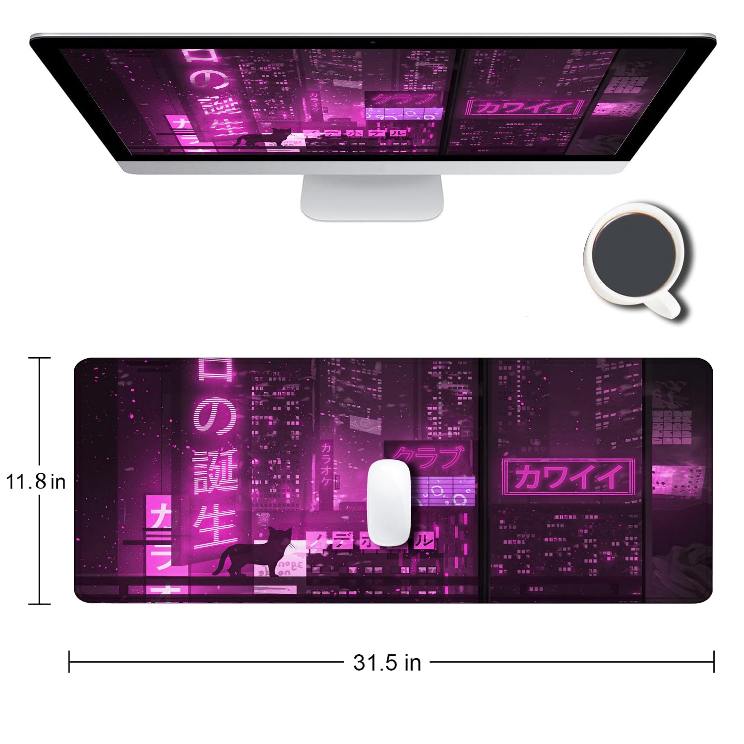 Gaming Mouse Pad, Large Non-Slip Rubber Base Mousepad, Keyboard Mouse Mat, Desk Pad with Stitched Edges, 31.5x11.8inch, Dazzling Galaxy - Flex Gamingproduct_type