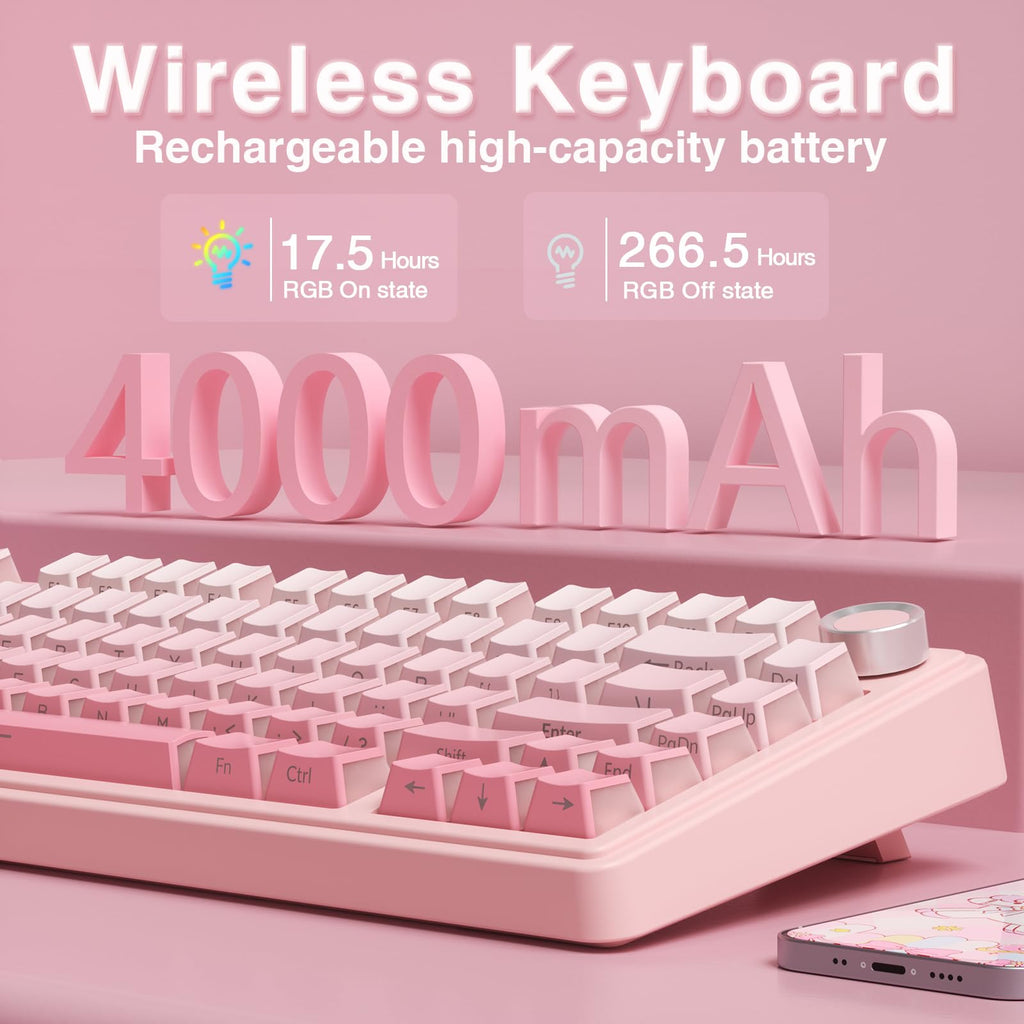 AULA F75 Pro Wireless Mechanical Keyboard,75% Hot Swappable Custom Keyboard with Knob,RGB Backlit,Pre-lubed Reaper Switches,Side Printed PBT Keycaps,2.4GHz/USB-C/BT5.0 Mechanical Gaming Keyboards - Flex Gamingproduct_type