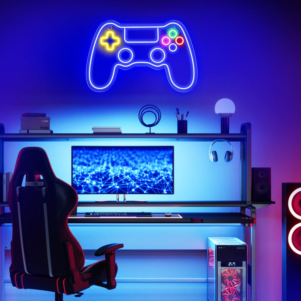 Kavaas Gamer Neon Sign, UV Printed Gaming Neon Sign for Gamer Room Decor - LED Video Game Neon Lights for Bedroom Boys, Gaming Wall decor - Best Gamer Gifts for Teenage Boys, Christmas - Flex Gamingproduct_type