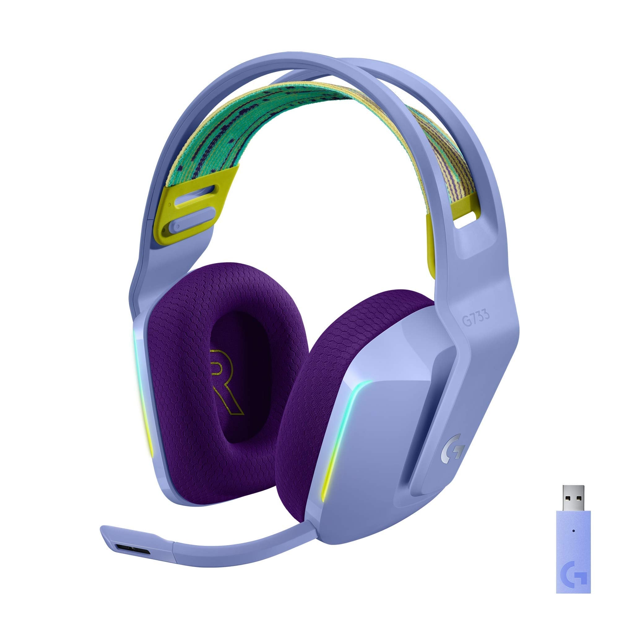 Logitech G733 Lightspeed Wireless Gaming Headset, Suspension Headband, Lightsync RGB, Blue VO!CE Mic, PRO-G Audio – Black, Gaming Headset Wireless, PC, PS5, PS4, Switch Compatible - Flex Gamingproduct_type