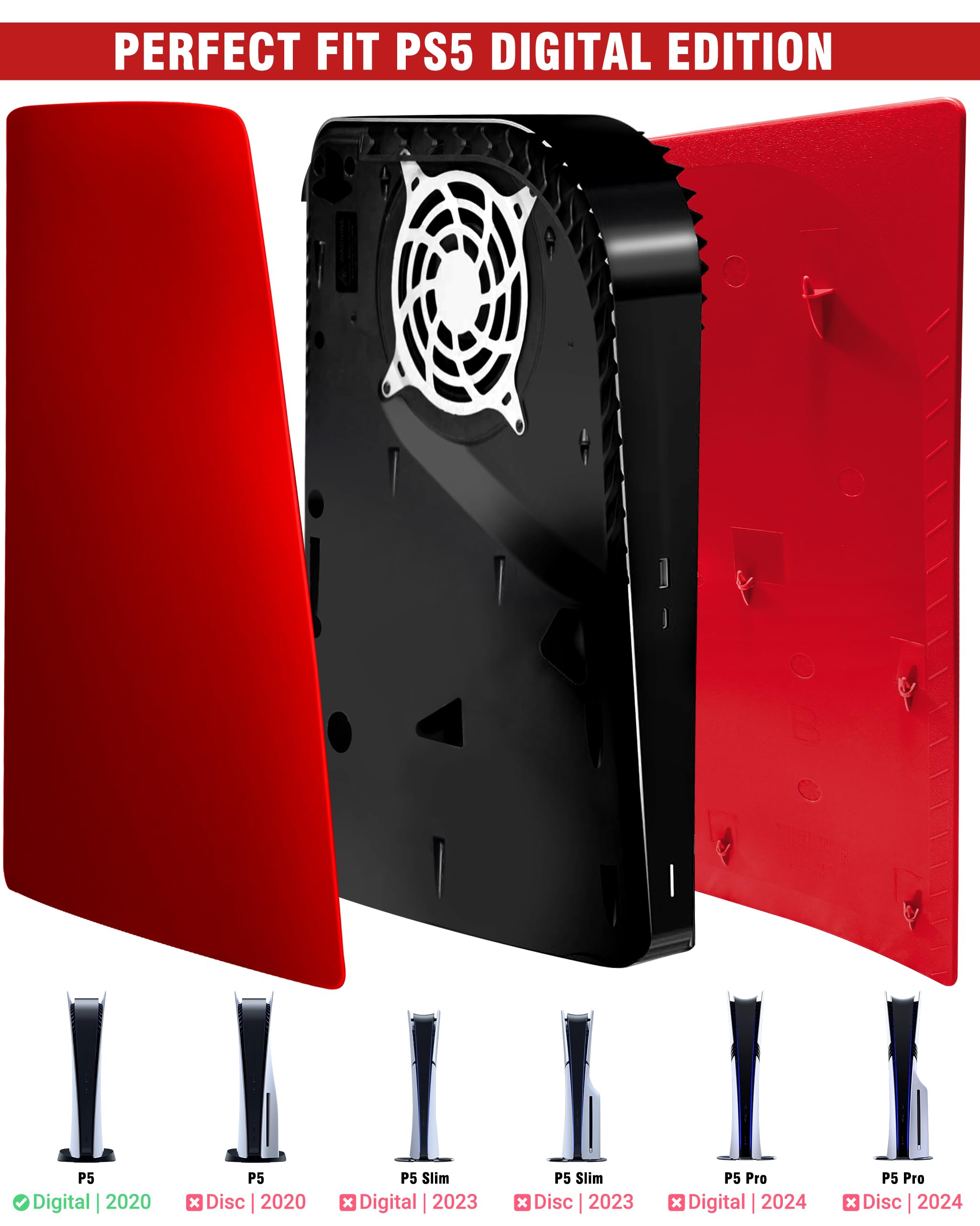 Joso Faceplate for PS5 Disc Edition, Anti-Scratch Dustproof Case Replacement, Cover Skin Compatible with PS5 Console with a Disc Drive, Plates for PS5 Accessories, Easy Installation - Black - Flex Gamingproduct_type