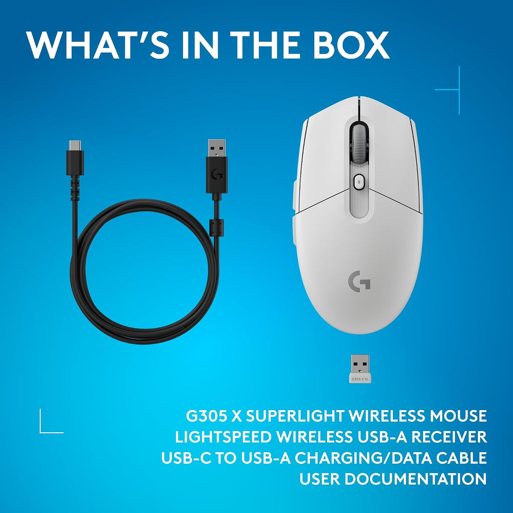 Logitech G305 Lightspeed Wireless Gaming Mouse, Hero Sensor, 12,000 DPI, Lightweight, 6 Programmable Buttons, 250h Battery, On-Board Memory, Compatible with PC, Mac - Black - Flex Gamingproduct_type