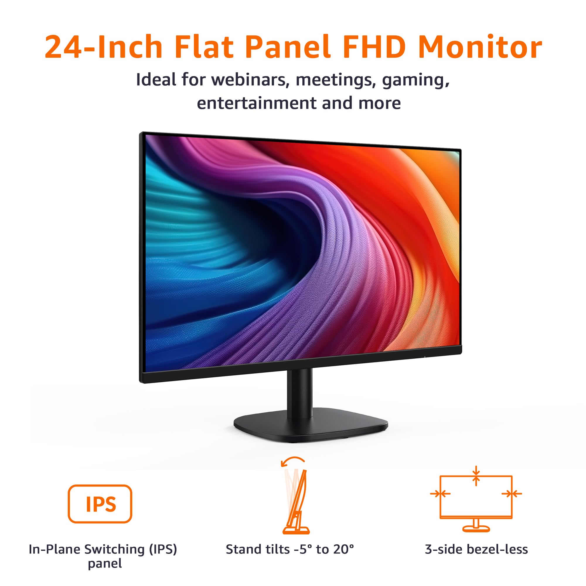 Amazon Basics 27 Inch Monitor, FHD 1080P, 100Hz, IPS, Built-in Speakers, VESA Compatible, USB Ports, Black - Flex Gamingproduct_type