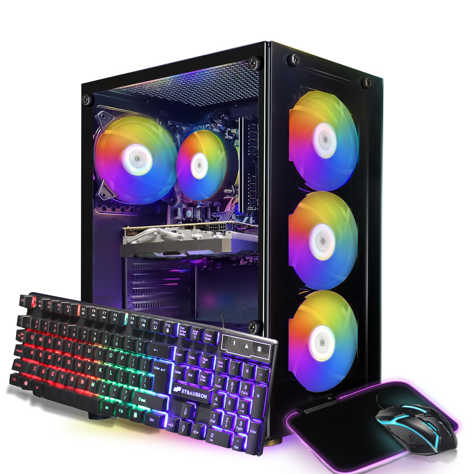 STGAubron Gaming PC Computer Desktop, GeForce GTX 1660 Ti 6G, Intel Core I7 up to 3.9GHz, 16G RAM, 512G SSD, WiFi 6, BT 5.0, RGB Fan x 4, Windows 11 Home,White - Flex Gamingproduct_type