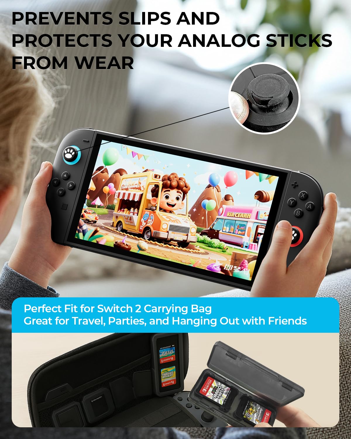 Pro Controllers Accessories Bundle for Nintendo Switch 2 18-in-1: Carrying Case, Screen Protector, Thumb Grip for Joycon, Dockable Console Protective Cover Shell, Steering Wheel, 2025 Switch2 Game Kit - Flex Gamingproduct_type