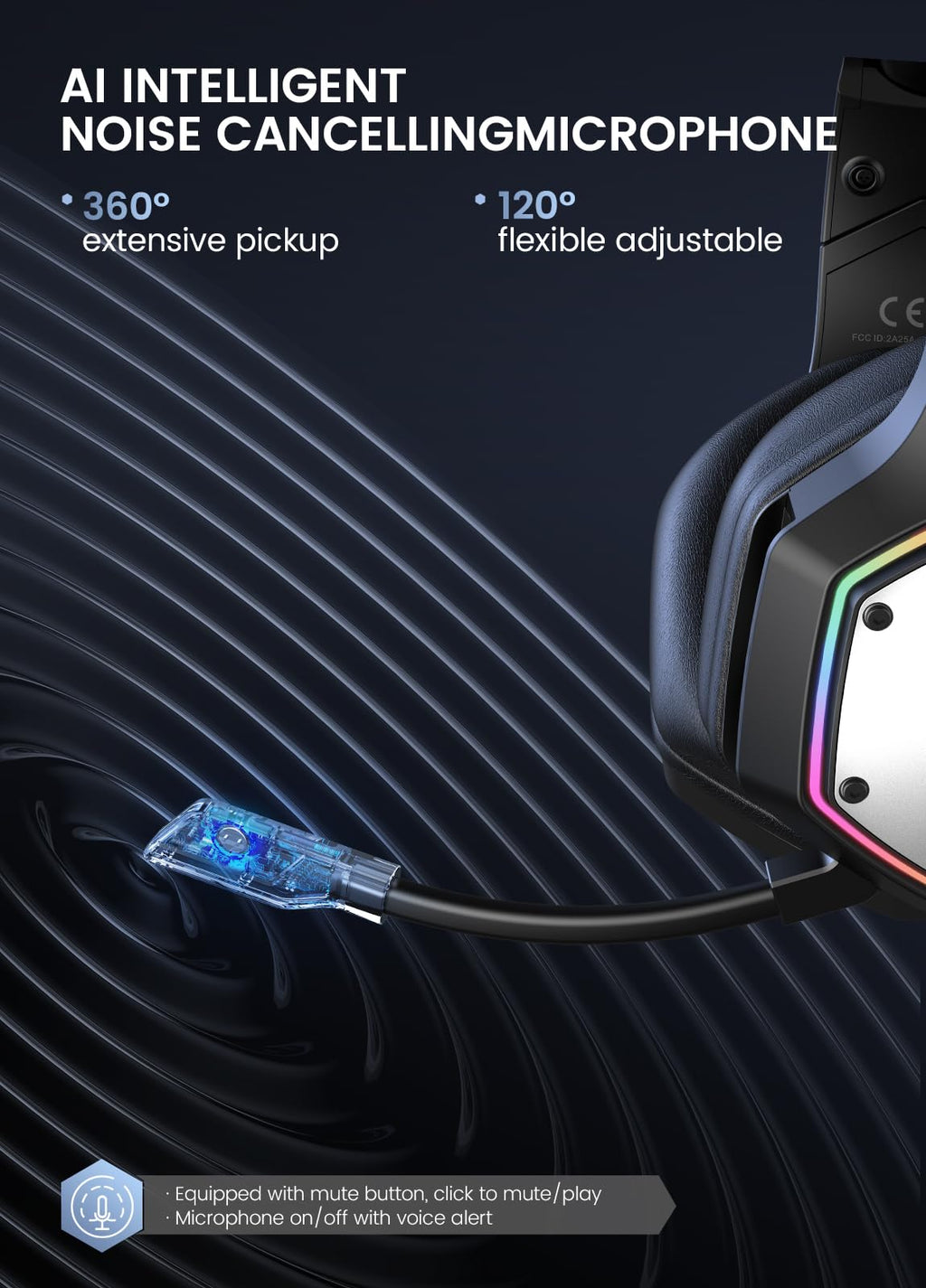 EKSA E1000 USB Gaming Headset for PC, Computer Headphones with Microphone/Mic Noise Cancelling, 7.1 Surround Sound, RGB Light - Wired Headphones for PS4, PS5 Console, Laptop, Call Center - Flex Gamingproduct_type