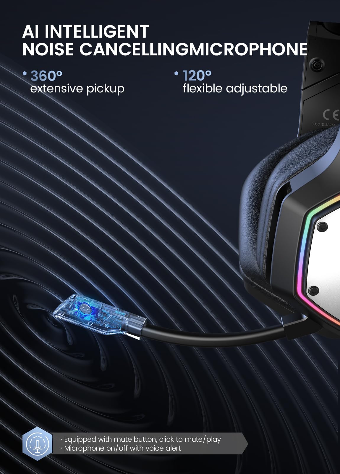 EKSA E1000 USB Gaming Headset for PC, Computer Headphones with Microphone/Mic Noise Cancelling, 7.1 Surround Sound, RGB Light - Wired Headphones for PS4, PS5 Console, Laptop, Call Center - Flex Gamingproduct_type
