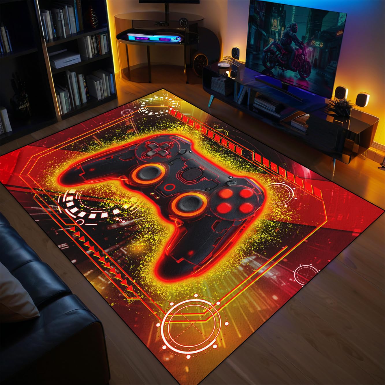Video Game Shaped Carpet Rug - Gamepad Shaped Area Rug for Boys Bedroom Gaming Themed Area Rugs Kids Boys Gaming Room Decor, 4.5x6 Feet - Flex Gamingproduct_type