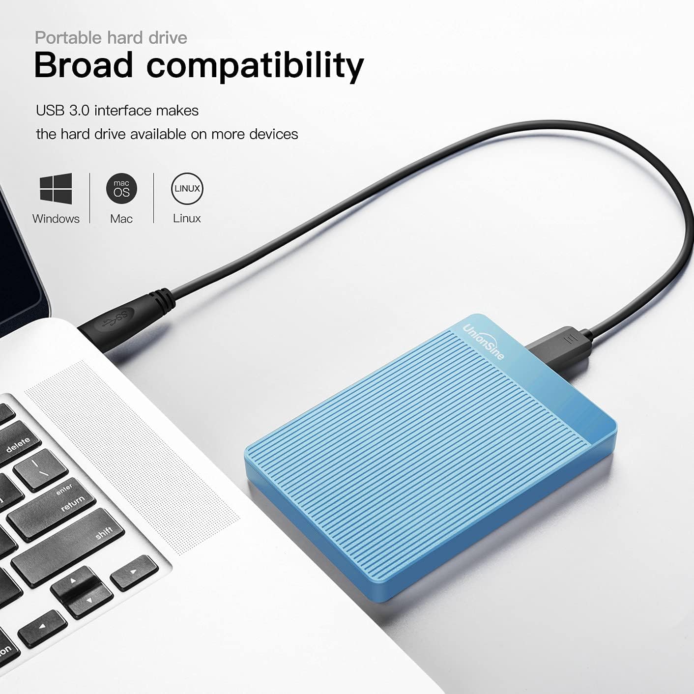 UnionSine 1TB Ultra Slim Portable External Hard Drive HDD-USB 3.0 for PC, Mac, Laptop, PS4, Xbox one, Xbox 360-HD2510(Blue) - Flex Gamingproduct_type