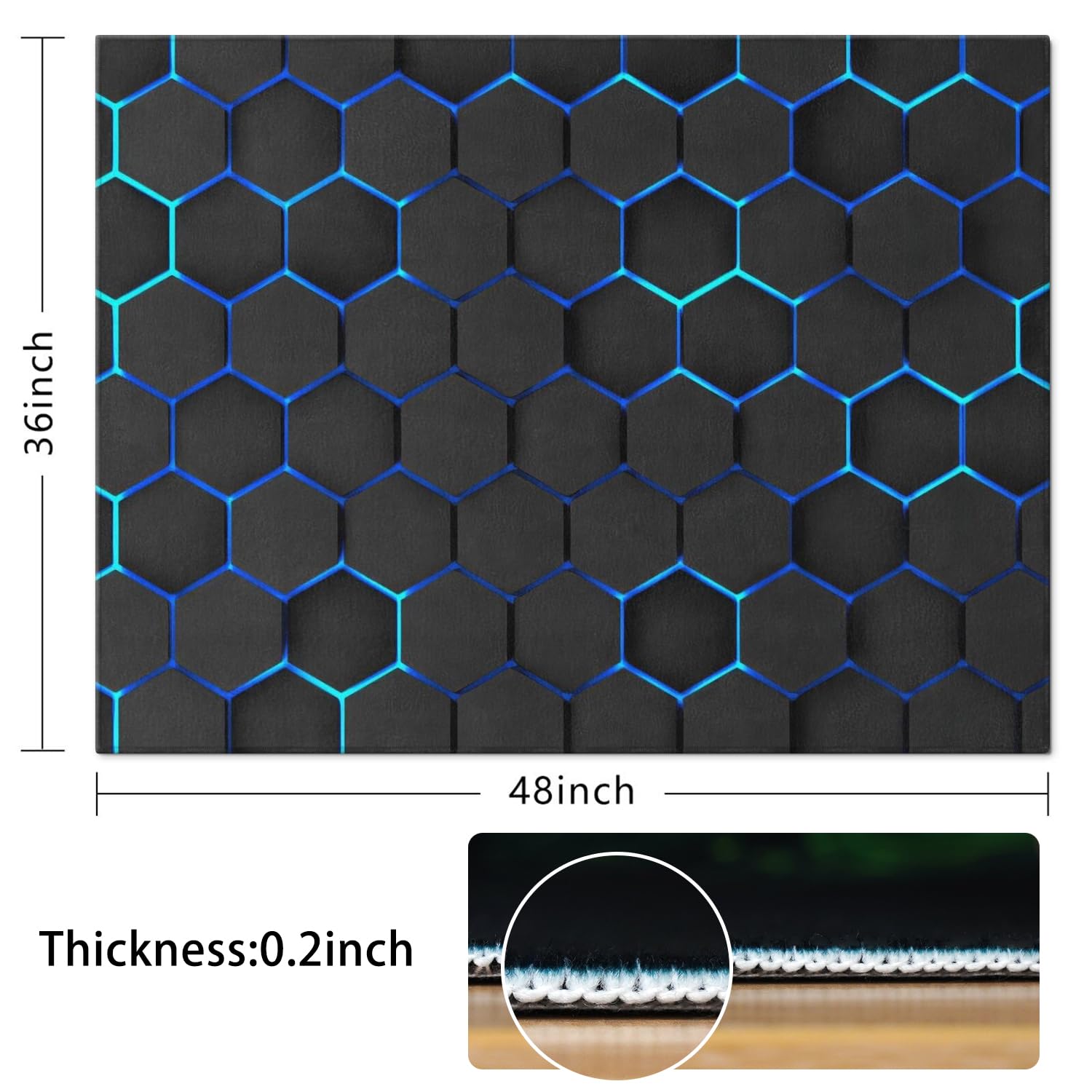 Gaming Chair Mat for Carpet Hardwood Tile Floor,36"x48" Gamer Rugs for Game Room, Under Desk Non Slip Gamer Rug,Low-Pile Game Room Rug,Rubber Backing Large Gaming Chair Floor Mat,Green Honeycomb - Flex Gamingproduct_type