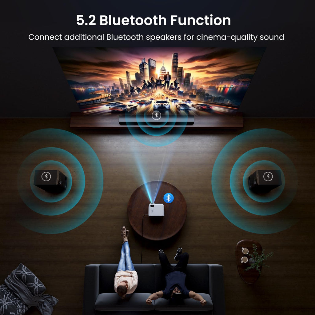 HAPPRUN Native 1080P Projector, Bluetooth Home Theater Movie Projector with Built-in Speaker, Compatible with Smartphone, HDMI, Fire Stick, PS5, Indoor & Outdoor Use - Without Google TV System - Flex Gamingproduct_type