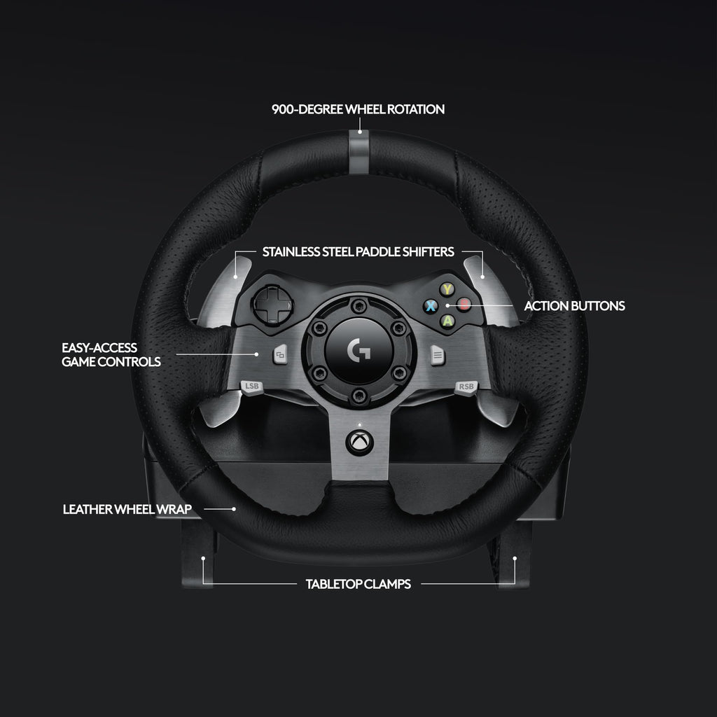 Logitech G920 Driving Force Racing Wheel and Floor Pedals, Real Force Feedback, Stainless Steel Paddle Shifters, Leather Steering Wheel Cover for Xbox Series X|S, Xbox One, PC, Mac - Black - Flex Gamingproduct_type