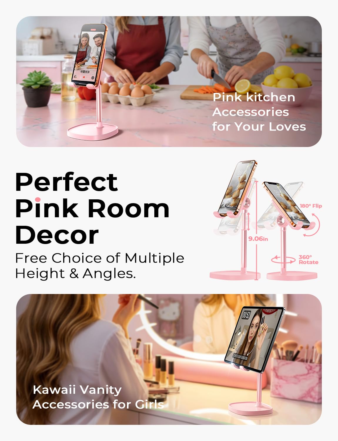 LISEN Cell Phone Stand Phone Holder for Desk Office Decor, Office Desk Accessories Women PC Gaming Essentials iPhone Stand Gadgets Men Gift for Father Fit OtterBox Case Switch iPad Air Tablet 4-10 in - Flex Gamingproduct_type