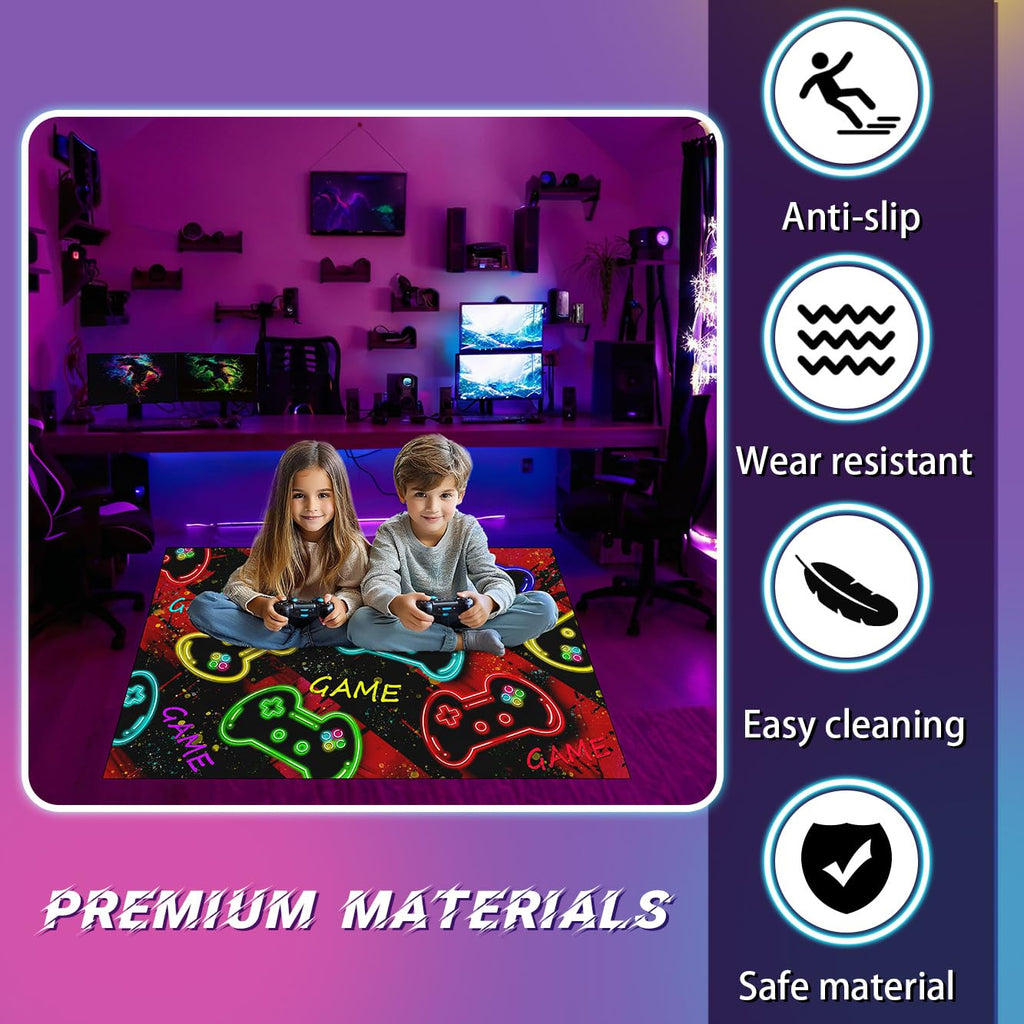 Video Game Shaped Carpet Rug - Gamepad Shaped Area Rug for Boys Bedroom Gaming Themed Area Rugs Kids Boys Gaming Room Decor, 4.5x6 Feet - Flex Gamingproduct_type