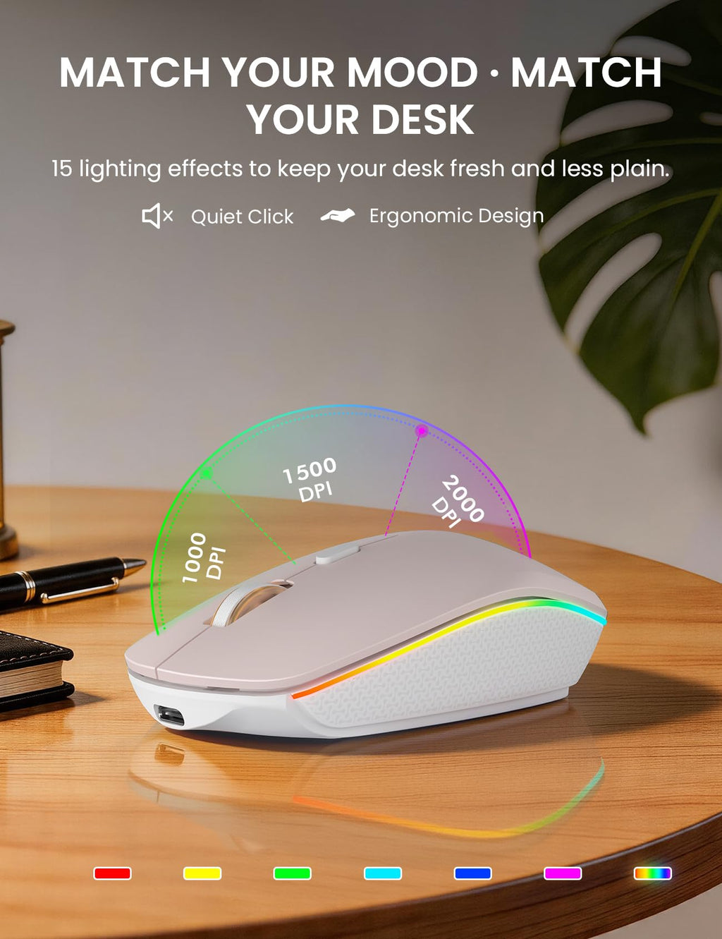 Wireless Keyboard and Mouse Combo, RGB Backlit, Rechargeable & Light Up Letters, Full-Size, Soft Typing, Sleep Mode, 2.4GHz Quiet Keyboard Set for Mac, Windows, Laptop, PC, Trueque KM42Pro (Black) - Flex Gamingproduct_type