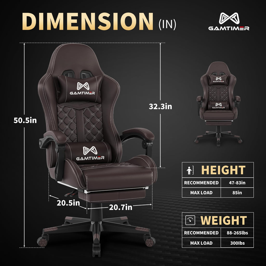 Gamtimer Gaming Chair, 400 LB Weight Capacity,with Pocket Spring Cushion | Ergonomic Backrest Office Chair,Leather, with Headrest and Lumbar Support, Footrest, Suitable for Adults(Blue) - Flex Gamingproduct_type