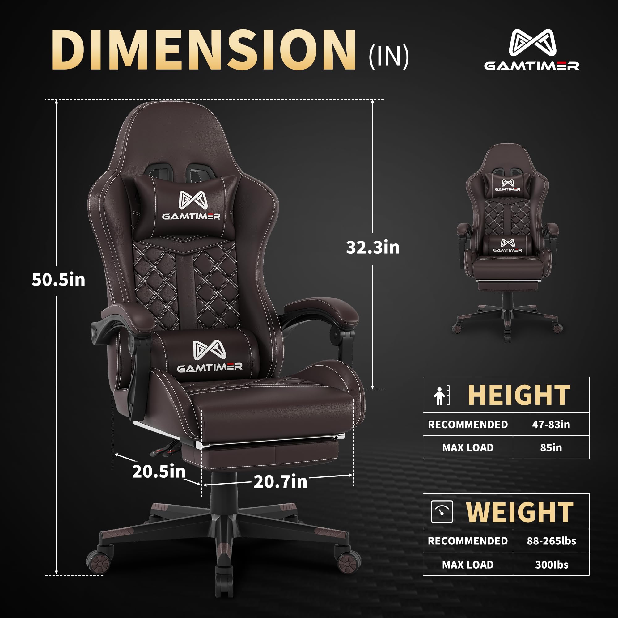 Gamtimer Gaming Chair, 400 LB Weight Capacity,with Pocket Spring Cushion | Ergonomic Backrest Office Chair,Leather, with Headrest and Lumbar Support, Footrest, Suitable for Adults(Blue) - Flex Gamingproduct_type