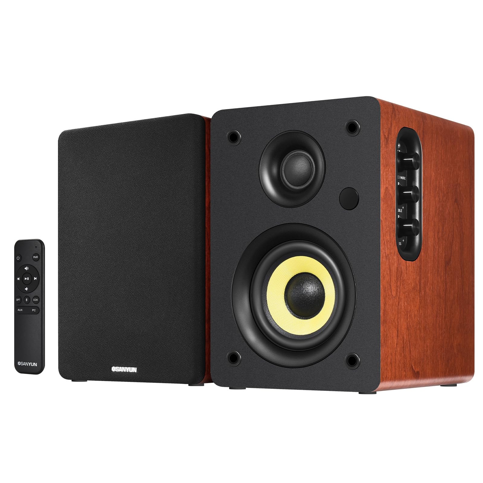 Sanyun SW208 3" Active Bluetooth 5.0 Bookshelf Speakers – 60W Carbon Fiber Speaker Unit - Built-in 24bit DAC - Dynamic 3D Surround Sound – 2.0 Computer PC Monitor Gaming Speakers (Pair, Black) - Flex Gamingproduct_type