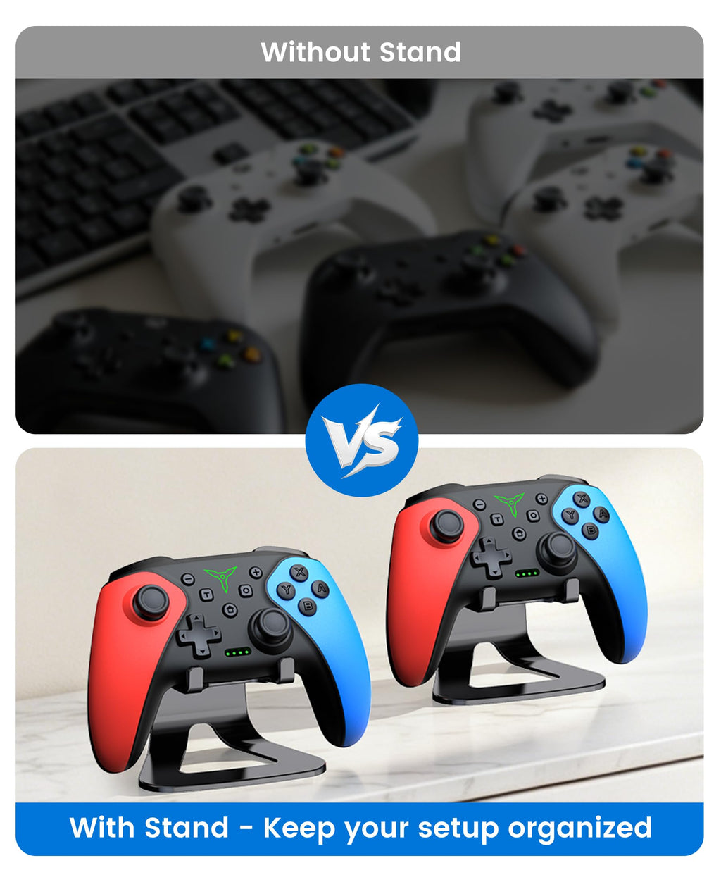 Switch Controller 2-Pack, Wireless Pro Controller for Switch2/Switch/Lite/OLED, Bluetooth Gamepad with Programmable Back Buttons, Turbo, Vibration, Gyro, Compatible with iOS/Android/PC, Includes 2 Stands - Flex Gamingproduct_type