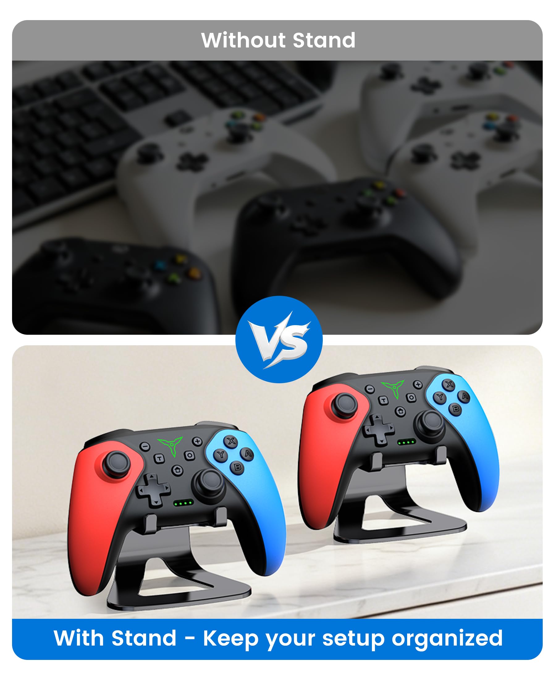 Switch Controller 2-Pack, Wireless Pro Controller for Switch2/Switch/Lite/OLED, Bluetooth Gamepad with Programmable Back Buttons, Turbo, Vibration, Gyro, Compatible with iOS/Android/PC, Includes 2 Stands - Flex Gamingproduct_type