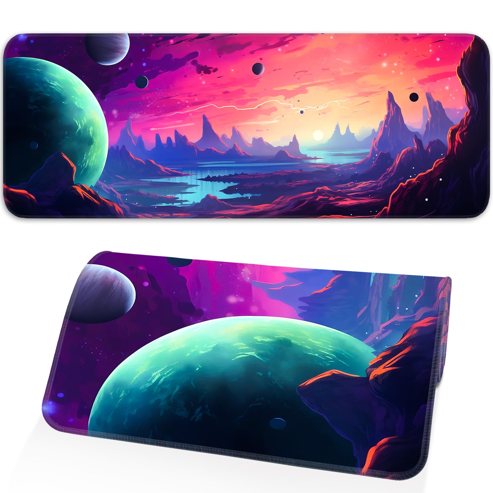 Japanese Dark Red Moon Gaming Mouse Pad, Extended Mouse Pad with Non-Slip Base, Full Keyboard Pad with Stitched Edges, Large Desk Pad for Gaming, Office, Home 31.5 x 11.8 Inch - Flex Gamingproduct_type