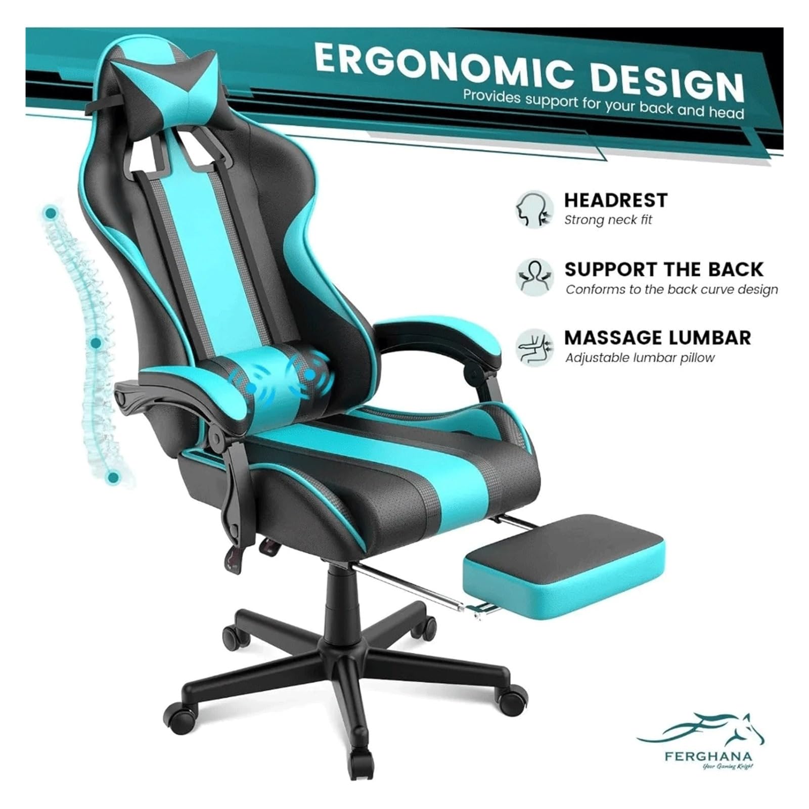 Gaming Chairs, Ergonomic Racing PC Game Computer Chair with Headrest Lumbar Support Adjustable Recliner - Flex Gamingproduct_type