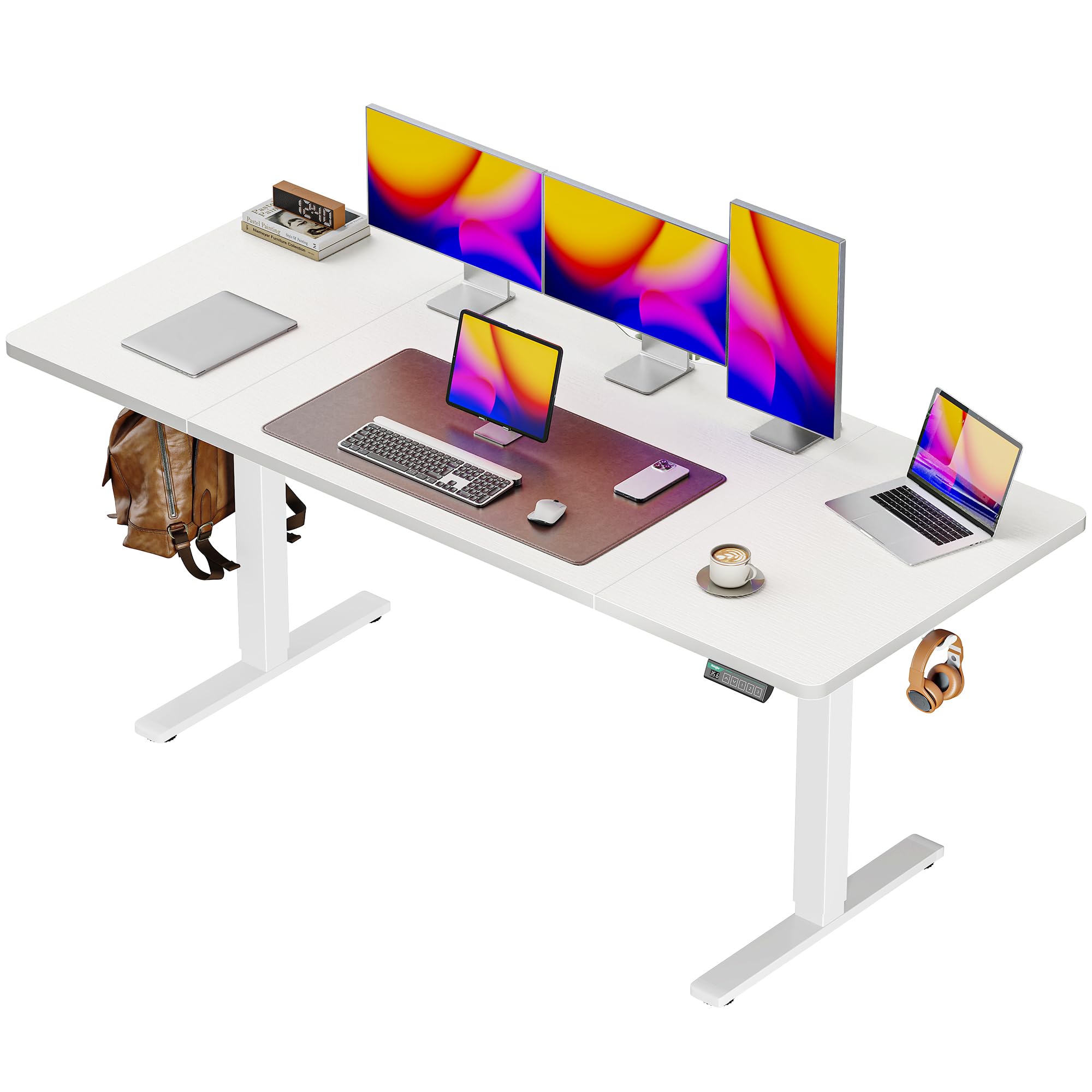 Huuger 55 x 28 Large Electric Standing Desk, Height Adjustable Computer Desk, 27.6" Deep Desktop, Stand up Gaming Office Table with 2 Hooks, 3 Preset Heights, for Home Office, Black - Flex Gamingproduct_type
