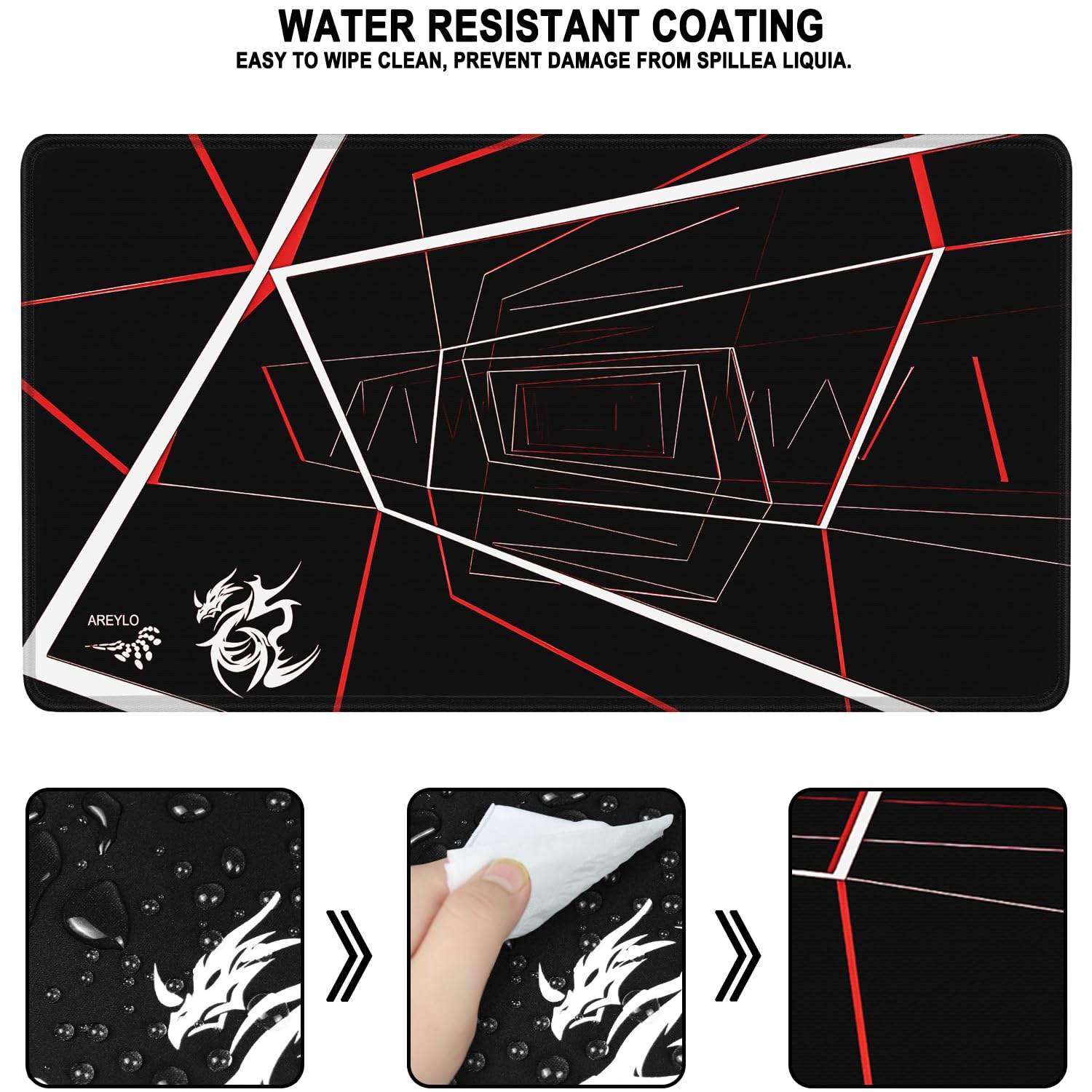 Large Gaming Mouse Pad, Waterproof Extra Large Mousepad with Stitched Edges, 31.5" x 15.7" Non-Slip Rubber Base Office Big Long Keyboard Pad for Office Gamer Home XXL, Black - Flex Gamingproduct_type