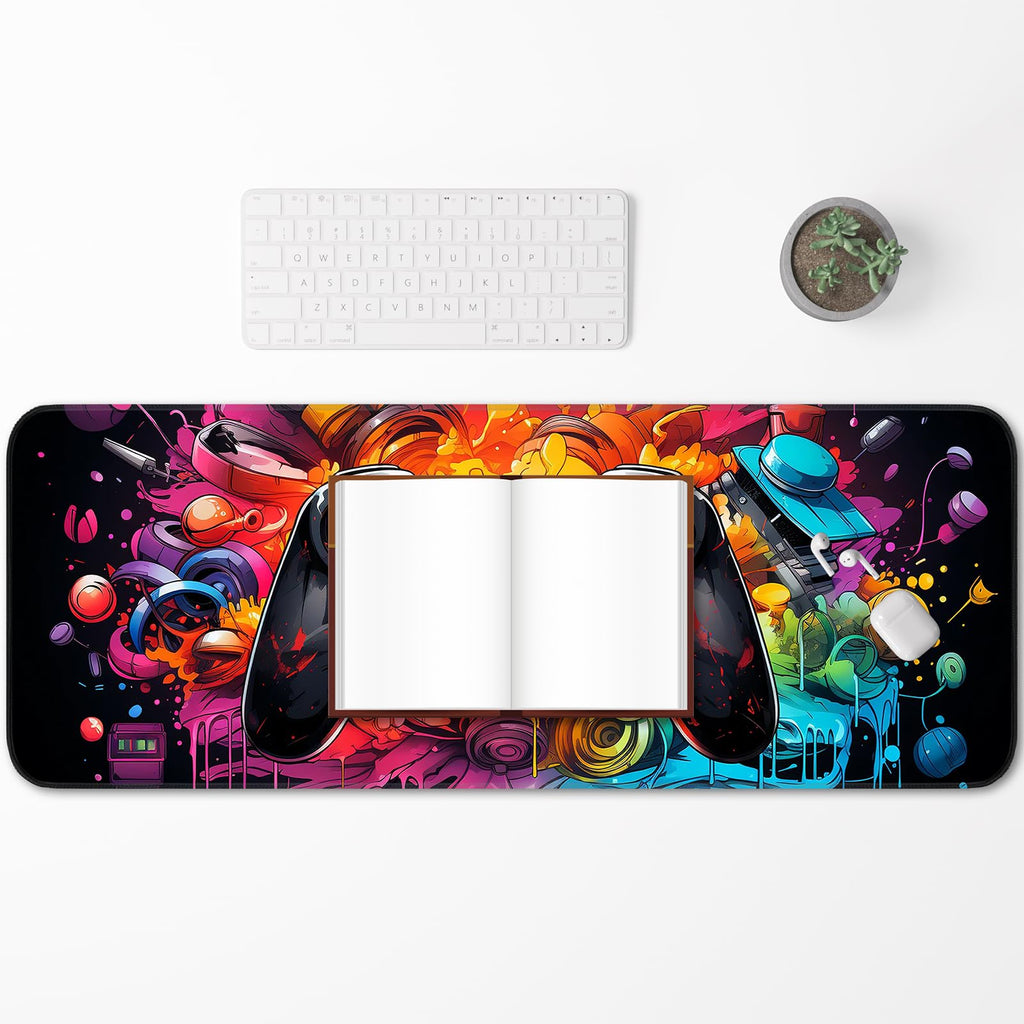 Japanese Dark Red Moon Gaming Mouse Pad, Extended Mouse Pad with Non-Slip Base, Full Keyboard Pad with Stitched Edges, Large Desk Pad for Gaming, Office, Home 31.5 x 11.8 Inch - Flex Gamingproduct_type
