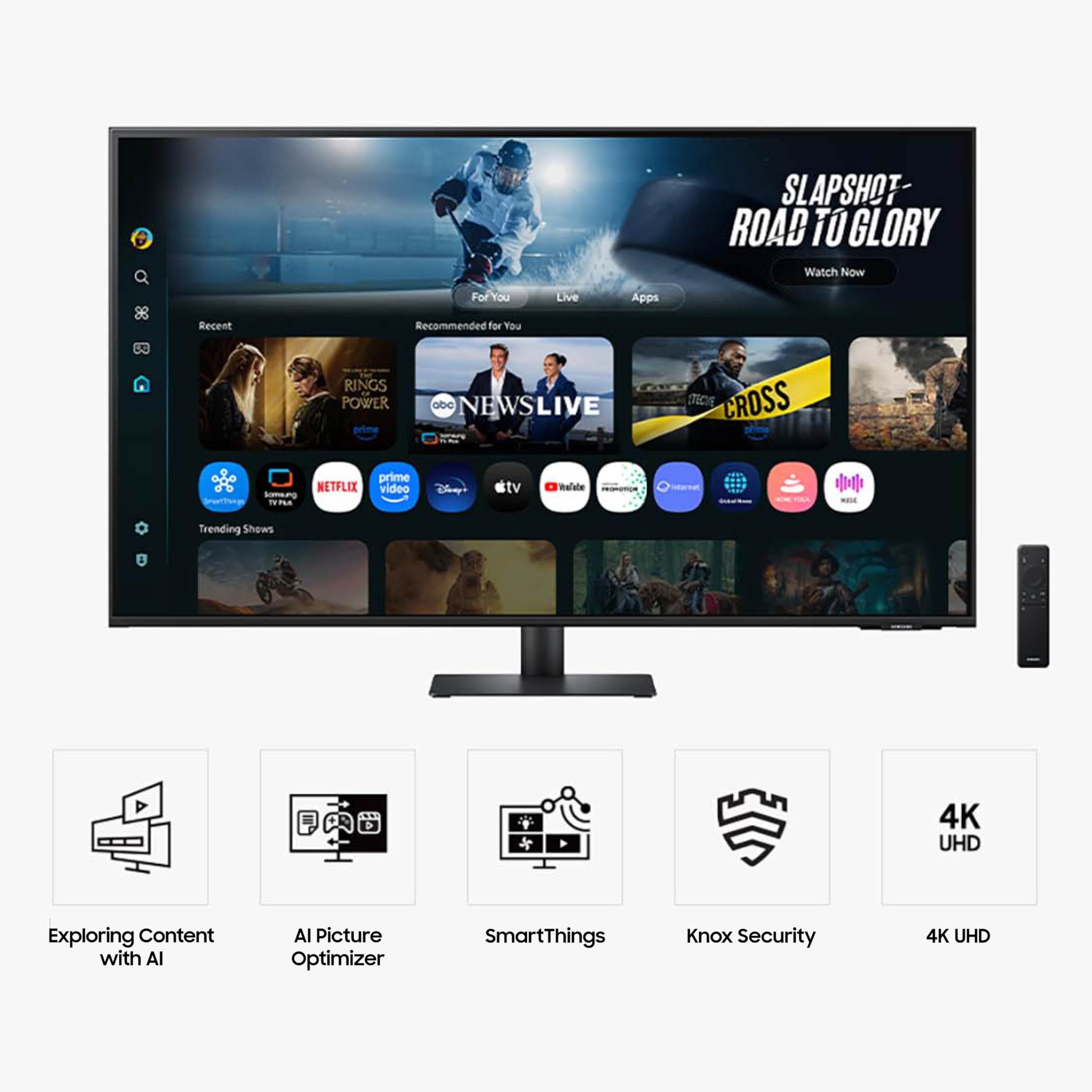 Samsung 43” Smart Monitor M7 (M70F) 4K UHD Display, Samsung Vision AI, Smart TV Apps, Gaming Hub, USB-C, HDMI and USB-A, Black, LS43FM702UNXZA, 2025 - Flex Gamingproduct_type