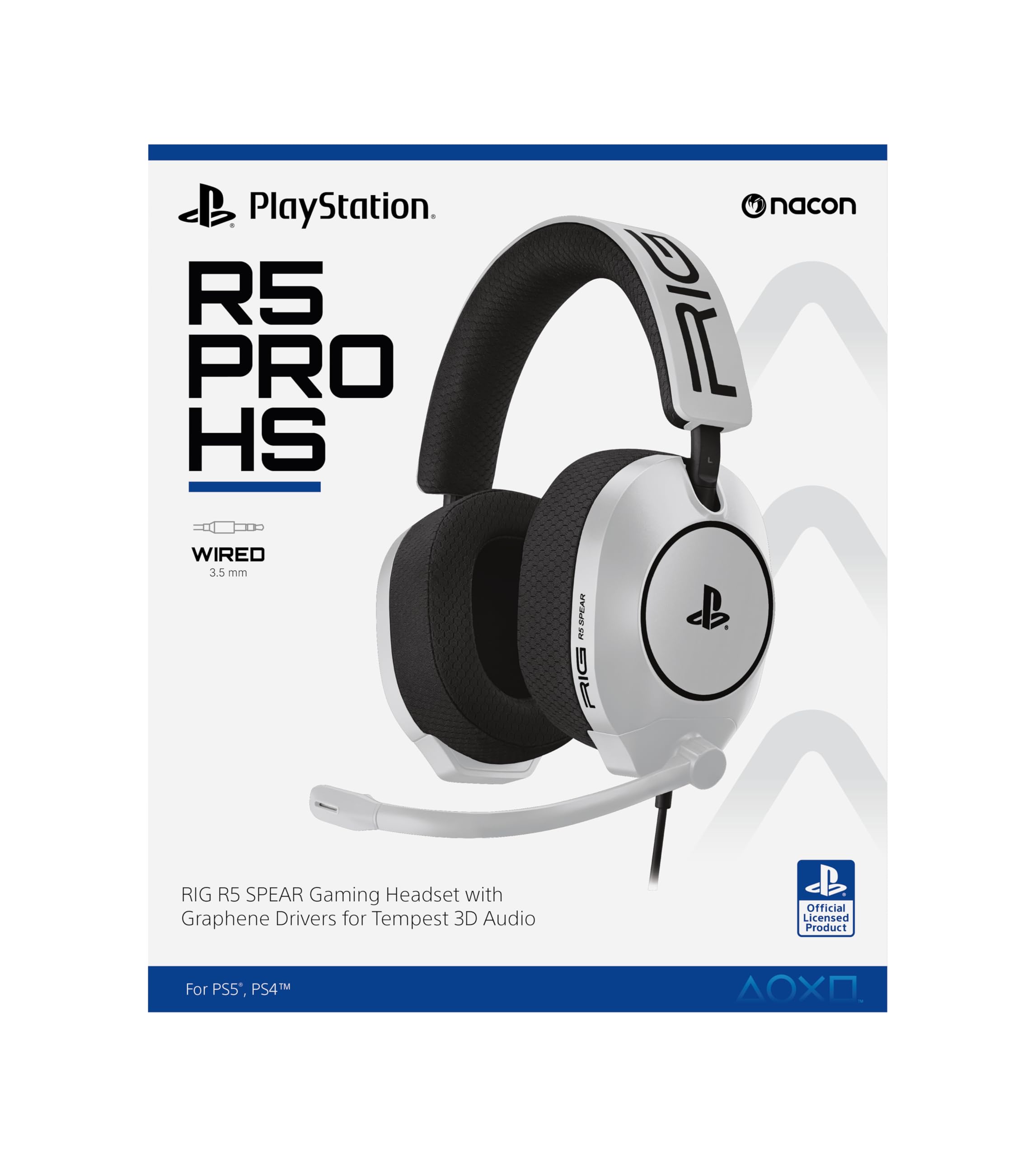 RIG R5 Spear PRO HS Wired Gaming Headset Officially Licensed for PlayStation, PS5, PS4, PC - 40mm Graphene Drivers, Tempest 3D Audio, Flip-to-Mute Mic, Memory Foam Cushions, 3.5mm -Black - Flex Gamingproduct_type