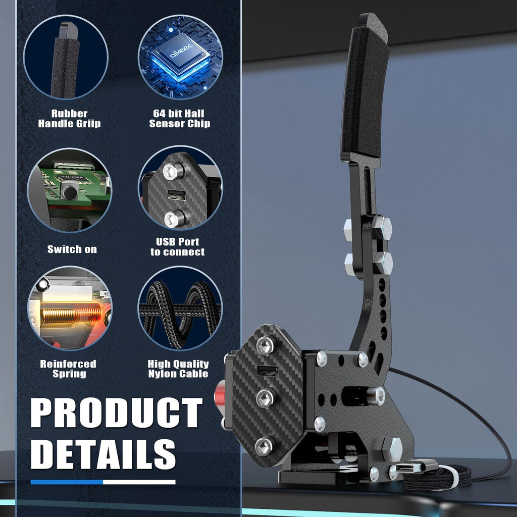 aikeec USB Handbrake for PS4 PS5: Compatible with Logitech G27 G29- PC Handbrake Compatible for G27 G29 G920 Thrusmsater T300 T500 Sim Racing Handbrake - Flex Gamingproduct_type