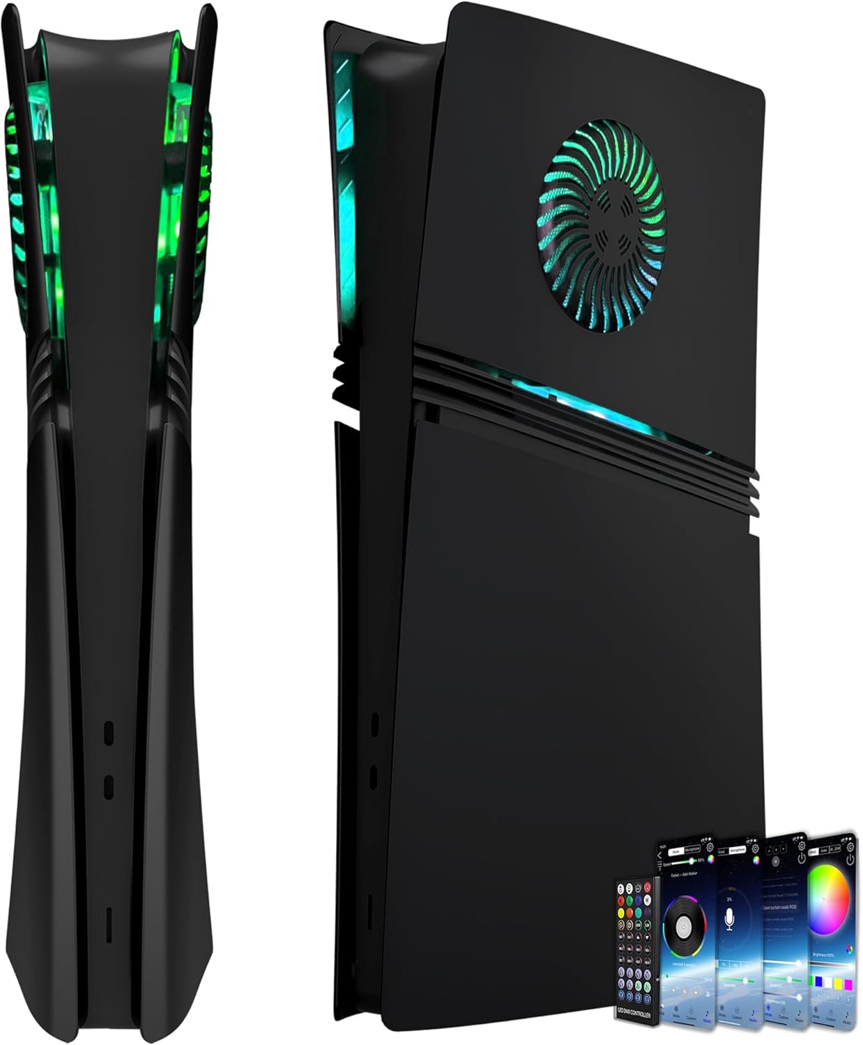 Cover Plates for PS5 Pro Digital Edition with RGB Light Strip and Dust Filter with Cooling Vents DOBEWINGDELOU 400+ Effects LED Light Ring Console Face Plate Cover DIY Decoration Kit Accessorie Black - Flex Gamingproduct_type